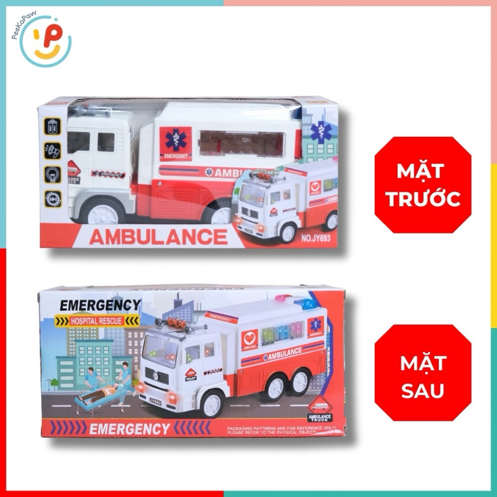 Xe Cứu Thương Đồ Chơi 693 Có Đèn LED Âm Thanh Chạy Pin PeeKaPaw Toy