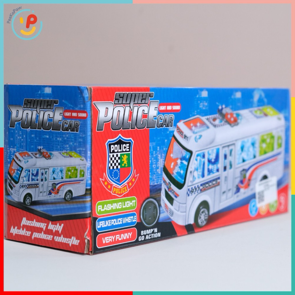 Xe buýt cảnh sát chạy pin có đèn nhạc 170A PeeKaPaw Toys