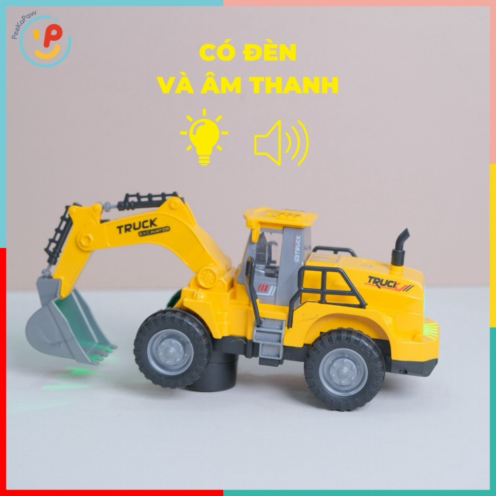 Xe Xúc Chạy Pin Có Đèn Âm Thanh 3202A Đồ Chơi Xe Công Trình PeeKaPaw Toys