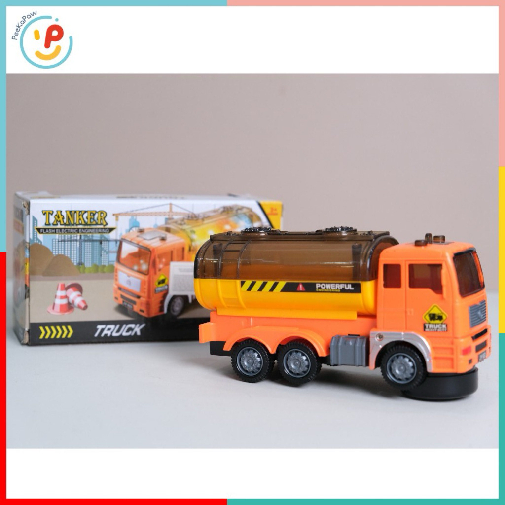 Xe bồn công trình chạy pin có đèn còi 653 đồ chơi xe công trình PeeKaPaw Toys