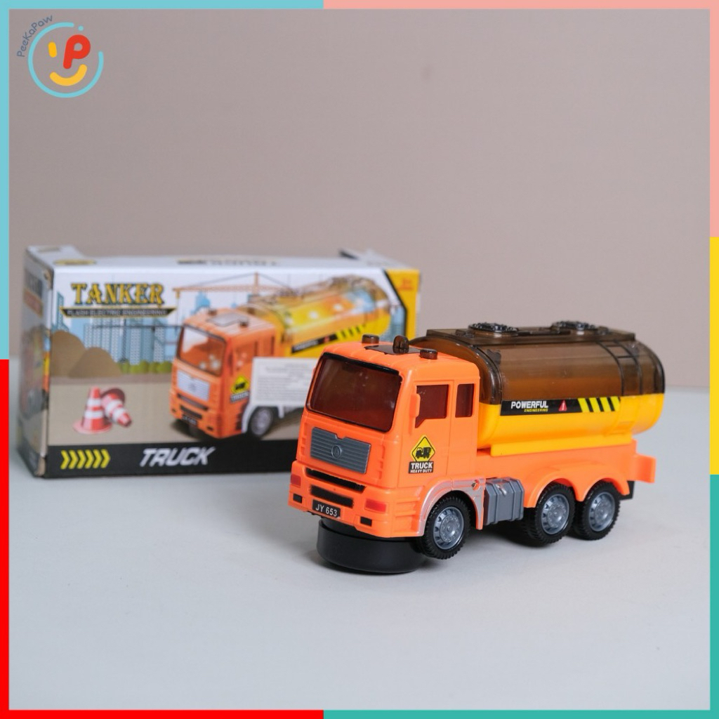 Xe bồn công trình chạy pin có đèn còi 653 đồ chơi xe công trình PeeKaPaw Toys