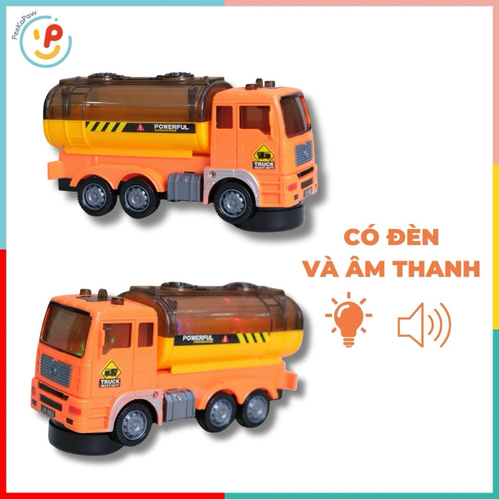 Xe bồn công trình chạy pin có đèn còi 653 đồ chơi xe công trình PeeKaPaw Toys