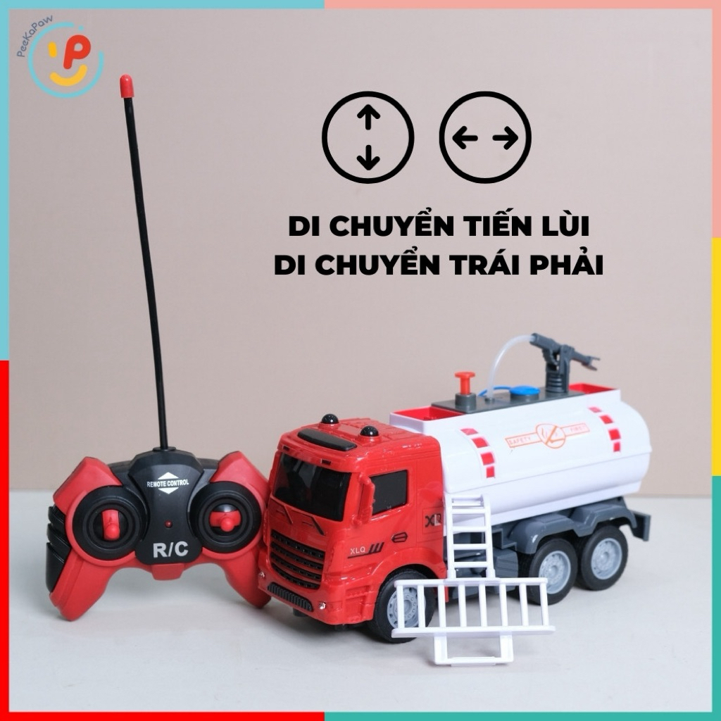 Xe cứu hoả điều khiển từ xa xe bồn có đèn âm thanh phun nước 666-8B