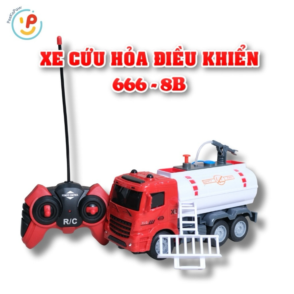 Xe cứu hoả điều khiển từ xa xe bồn có đèn âm thanh phun nước 666-8B