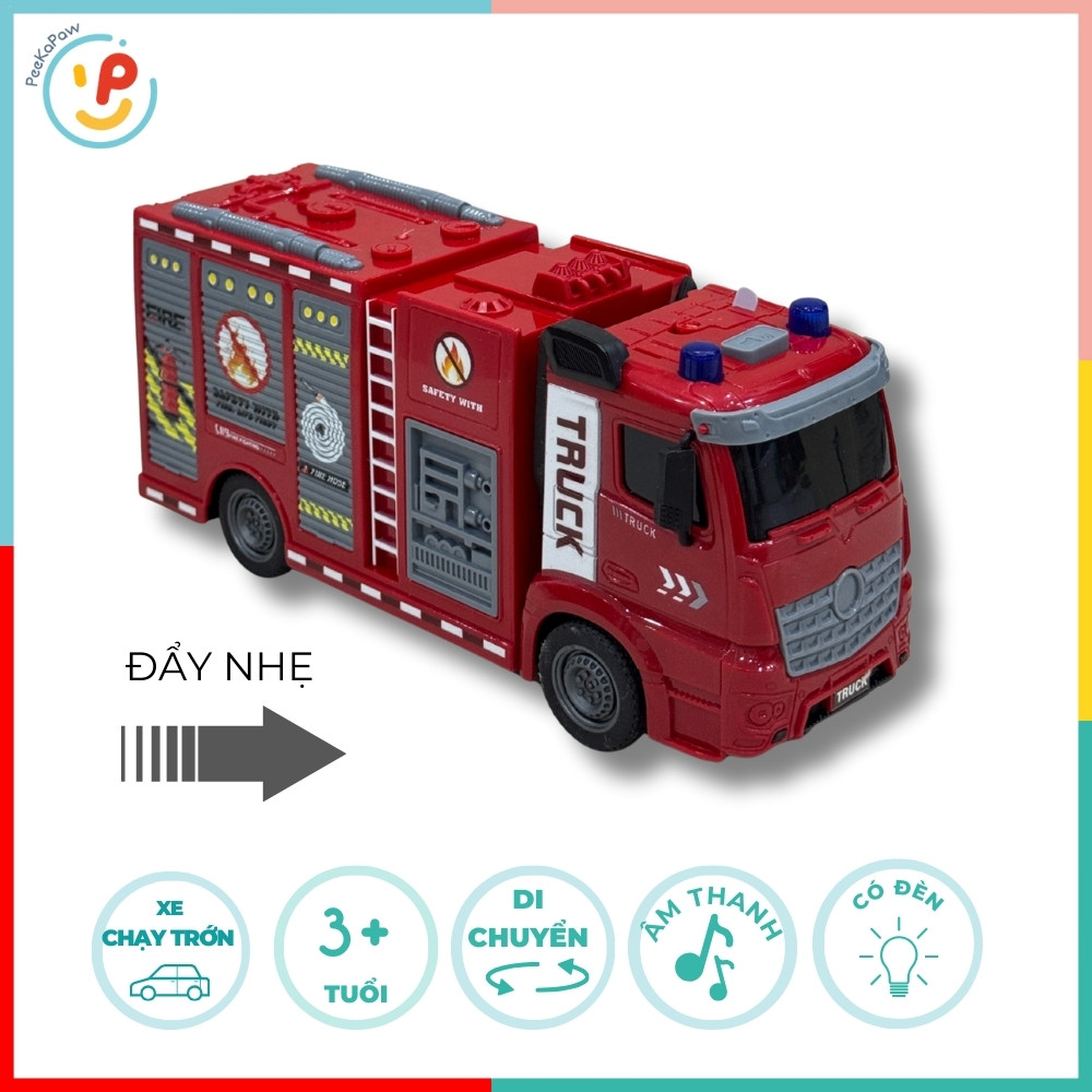 Xe cứu hoả chạy trớn có đèn âm thanh 813-6 hộp 30cm PeeKaPaw Toys