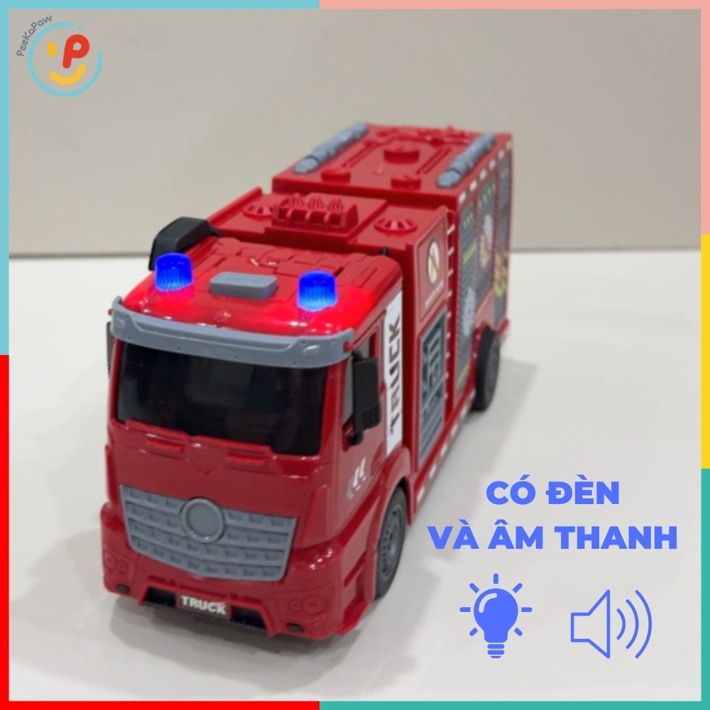Xe cứu hoả chạy trớn có đèn âm thanh 813-6 hộp 30cm PeeKaPaw Toys