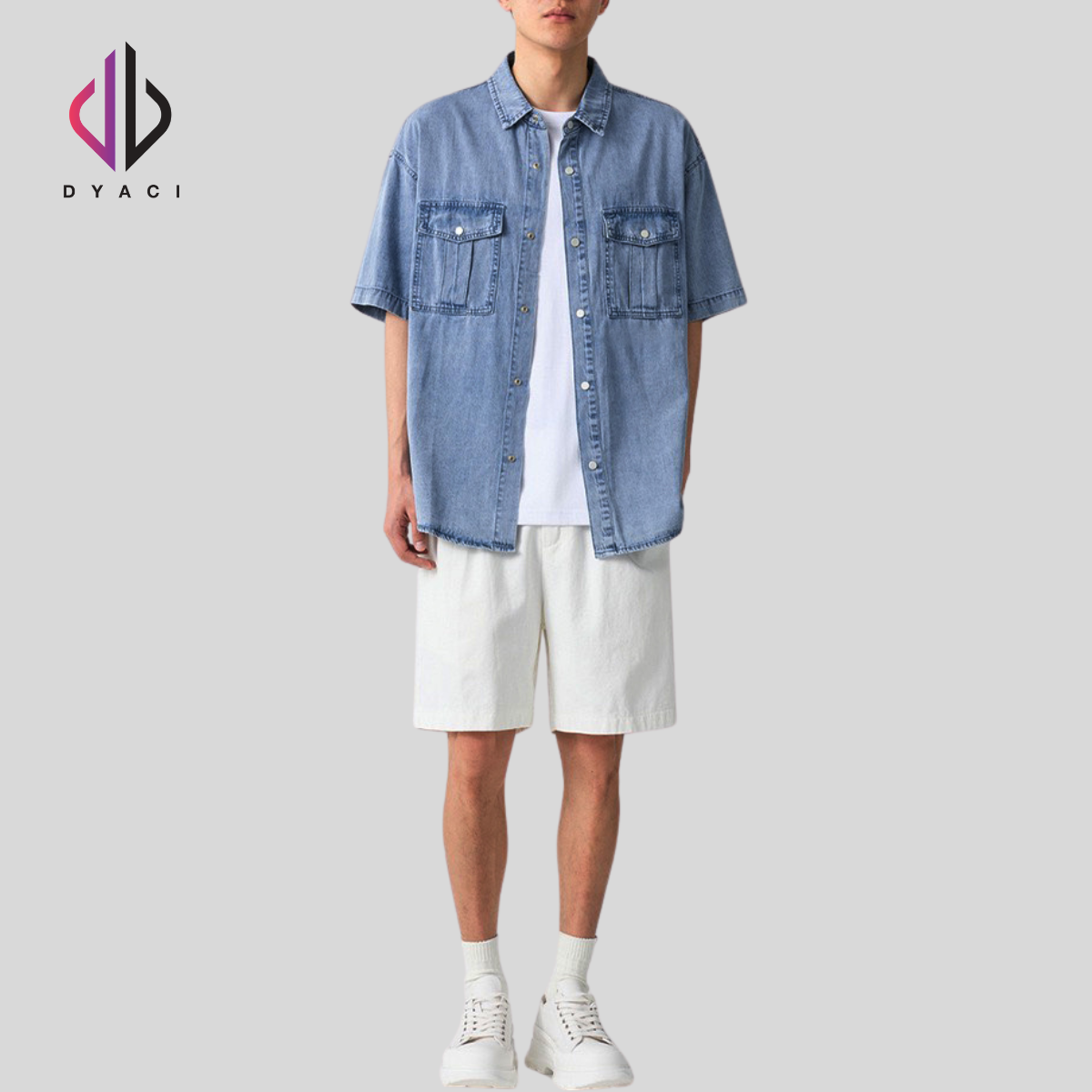Áo Khoac Jean Denim Cộc Tay Dyaci Kiểu Dáng Trẻ Trung Năng Động Phong Cách Hàn Quốc DA002