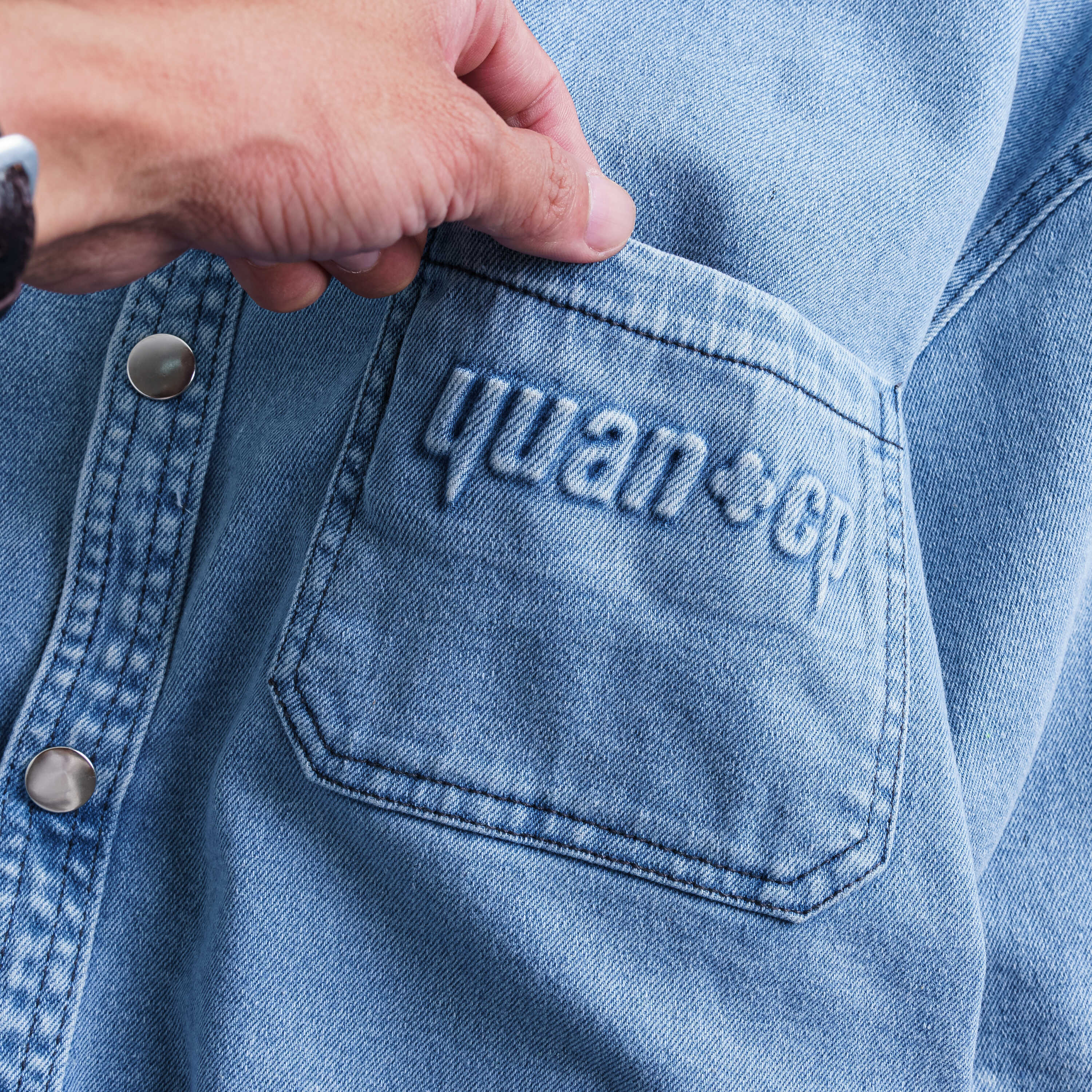 Áo Sơ Mi Jean Denim Unisex Dyaci Kiểu Dáng Trẻ Trung Phong Cách Hàn Quốc DA001