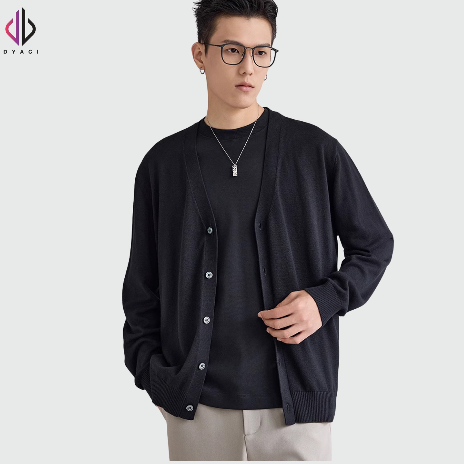 Áo Khoác Cardigan Nam DYACI Len Cổ Tim Chữ V Chất Len Dày Dặn Cao Cấp Mềm Mịn Đẹp Kiểu Dáng Hàn Quốc AL44