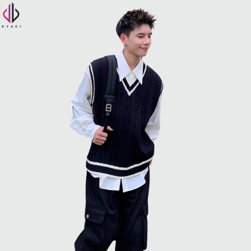 Áo Len Gile Nam Quảng Châu 400gsm Sweater Unisex Cổ Tim Chữ V Chất Len Đẹp Kiểu Dáng Hàn Quốc DYACI AL97