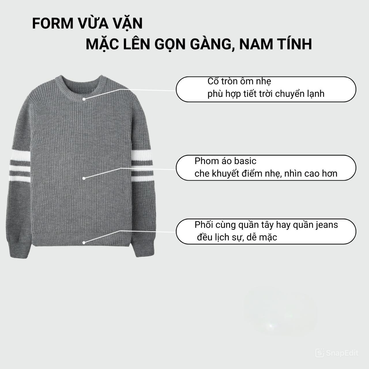 Áo Len Nam Cổ Tròn Hạt Gạo Phối Tay Chất Len Dày Dặn Kiểu Dáng Hàn Quốc AL99