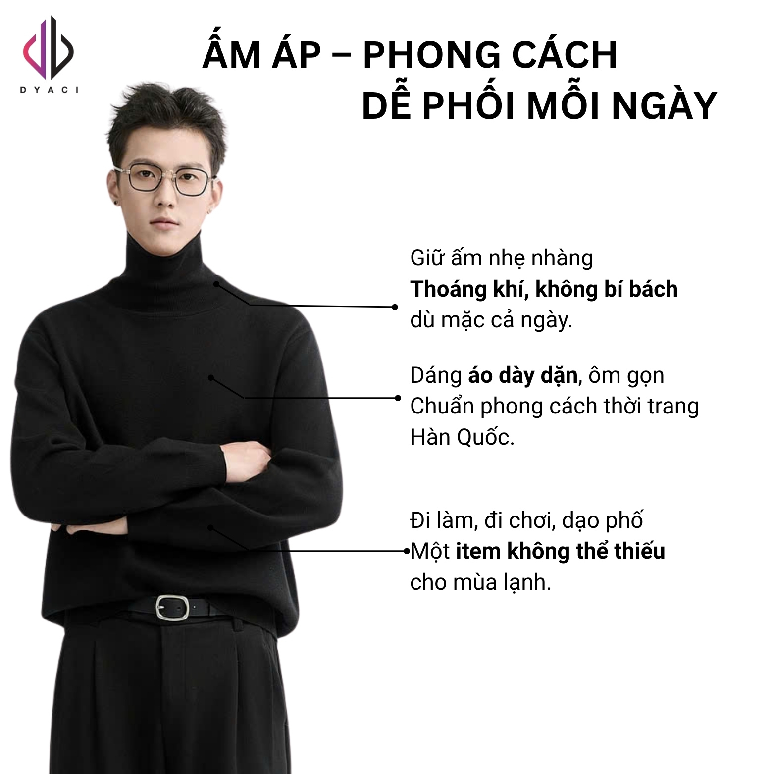 Áo Len Nam Nữ Cổ Lọ Quảng Châu Form Basic Dài Tay Dày Dặn Mềm Mịn Cực Ấm Hàn Quốc Nhiều Màu DYACI AL83