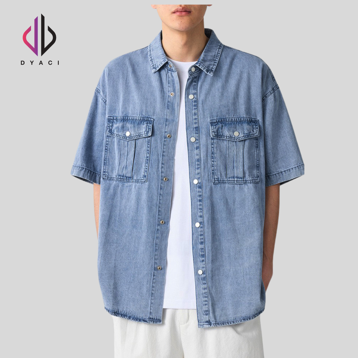 Áo Khoac Jean Denim Cộc Tay Dyaci Kiểu Dáng Trẻ Trung Năng Động Phong Cách Hàn Quốc DA002