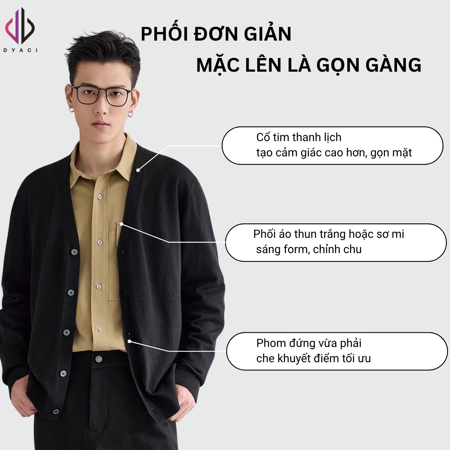 Áo Khoác Cardigan Nam DYACI Len Cổ Tim Chữ V Chất Len Dày Dặn Cao Cấp Mềm Mịn Đẹp Kiểu Dáng Hàn Quốc AL44