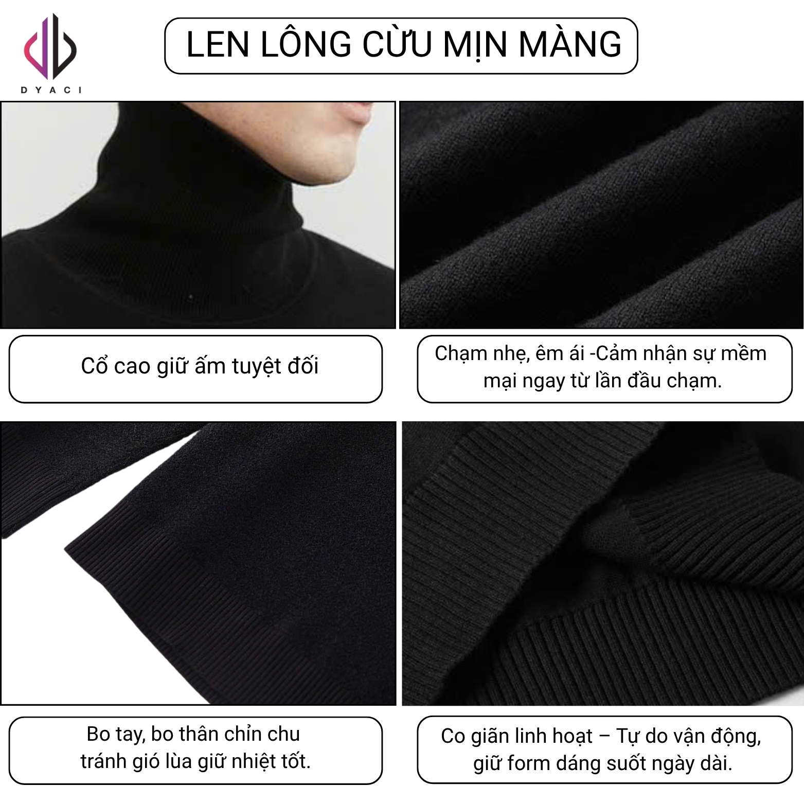 Áo Len Nam Nữ Cổ Lọ Quảng Châu Form Basic Dài Tay Dày Dặn Mềm Mịn Cực Ấm Hàn Quốc Nhiều Màu DYACI AL83