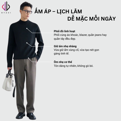 Áo Len Nam Nữ Quảng Châu 350gsm Lông Cừu DYACI Cổ Lọ 3 Phân Dài Tay Đẹp Ấm Thu Đông Hàn Quốc Nhiều Màu AL96