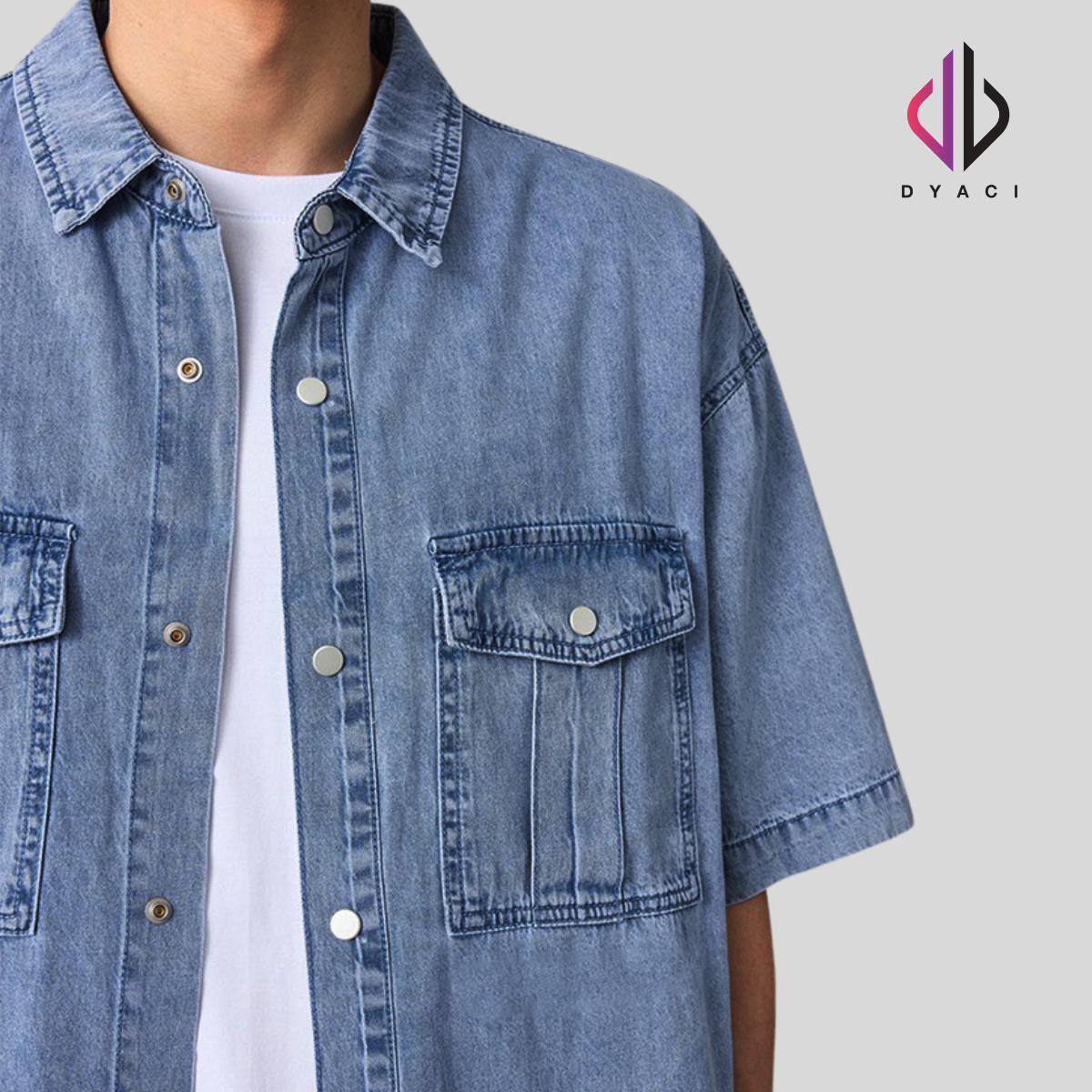 Áo Khoac Jean Denim Cộc Tay Dyaci Kiểu Dáng Trẻ Trung Năng Động Phong Cách Hàn Quốc DA002