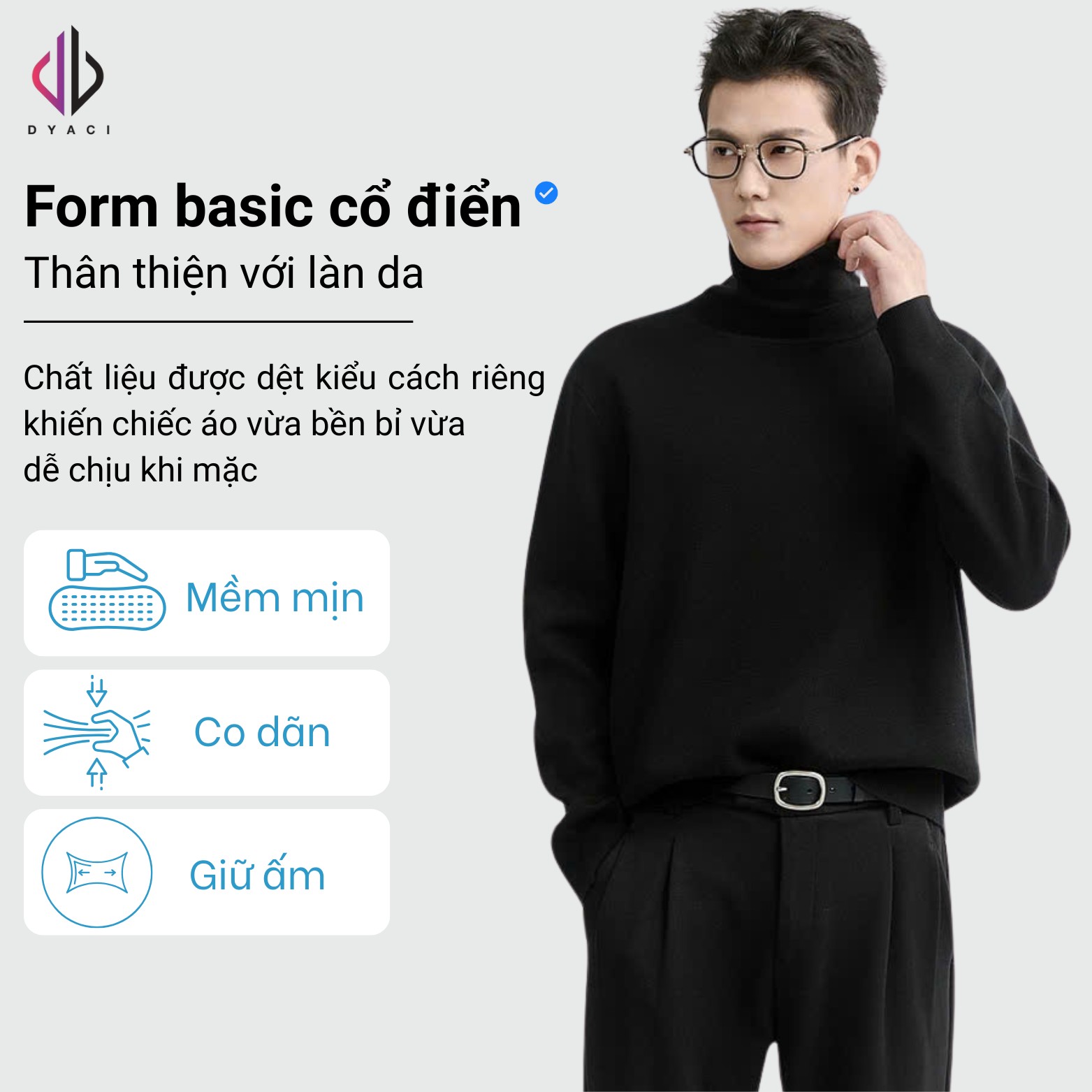 Áo Len Nam Nữ Cổ Lọ Quảng Châu Form Basic Dài Tay Dày Dặn Mềm Mịn Cực Ấm Hàn Quốc Nhiều Màu DYACI AL83