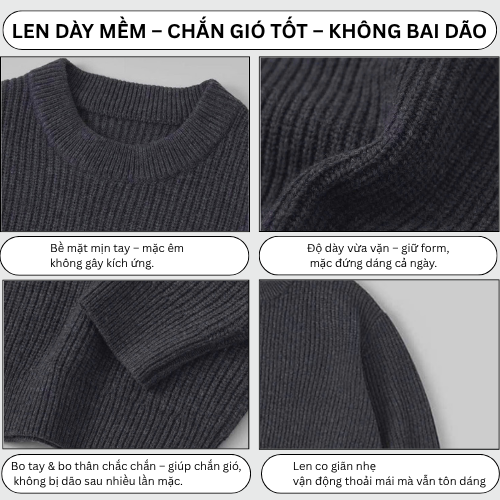 Áo Len Nam Boxy Cổ Tròn Dài Tay DYACI Kiểu Dáng Sweater Chất Nhiều Màu Phong Cách Hàn Quốc AL91