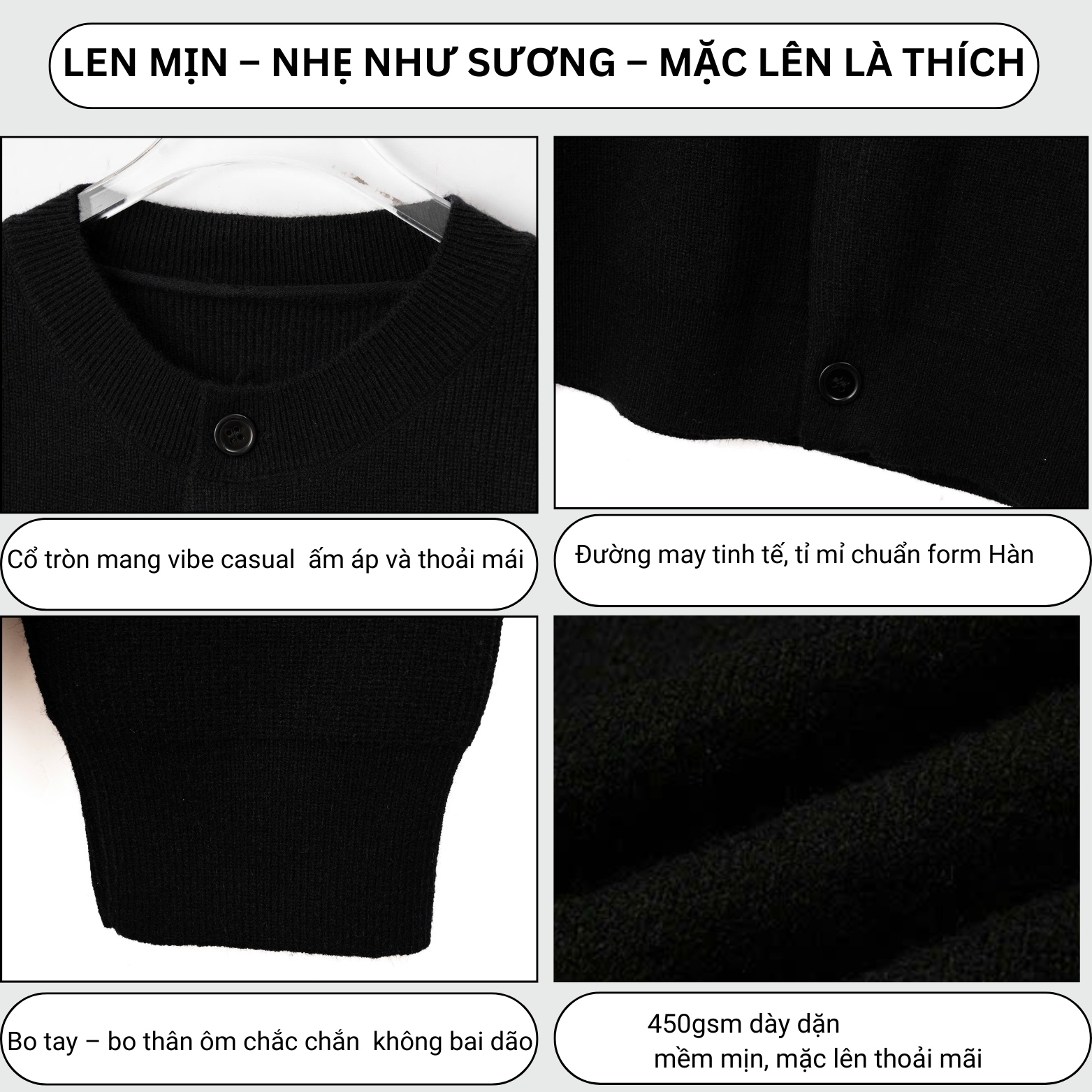 Áo Khoác Cardigan 450gsm DYACI Len Lông Cừu Quảng Châu Nam Hàn Quốc Thân Thiện Làn Da AL93
