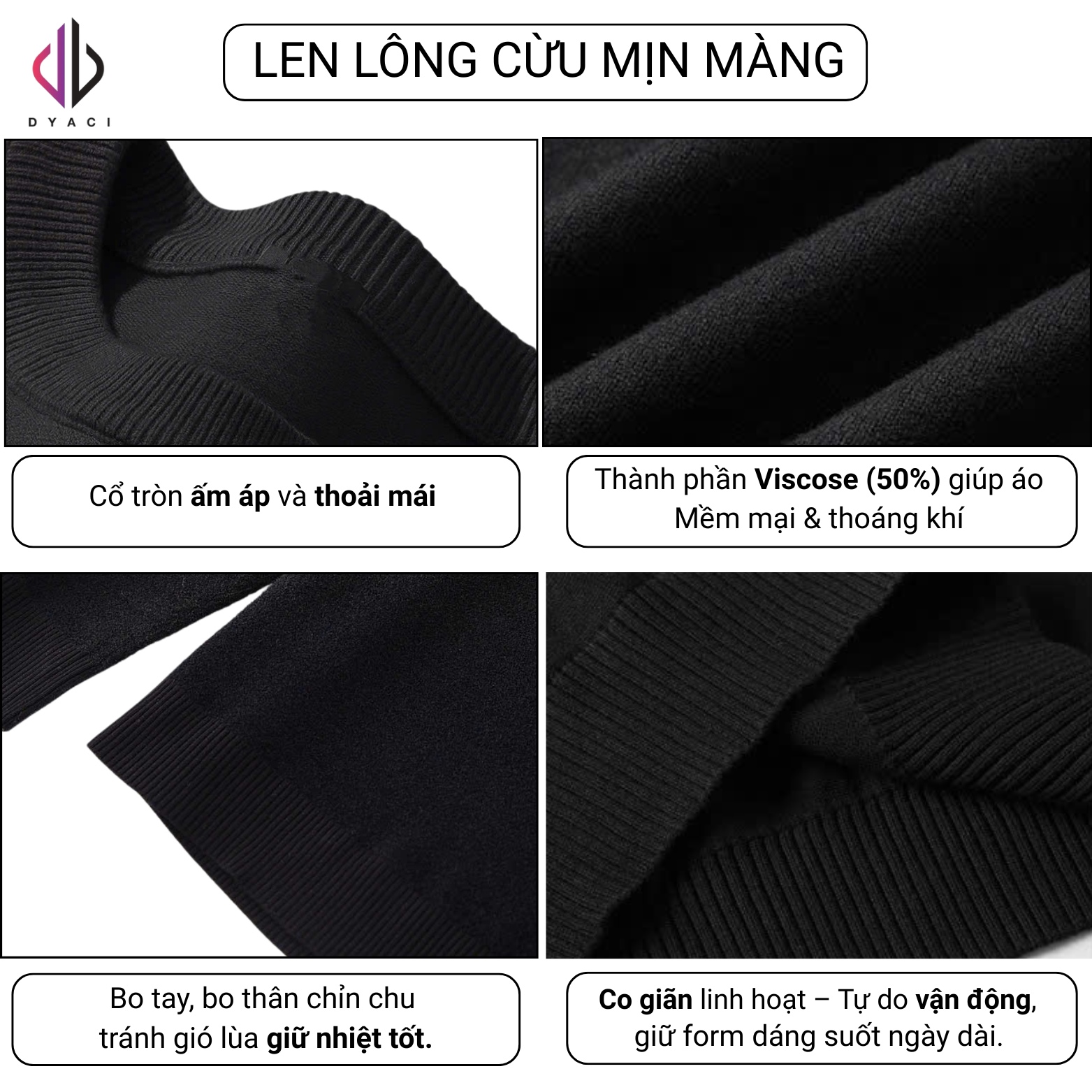 Áo Len Nam Cổ Tròn Quảng Châu DYACI 350gsm Chất Lông Cừu Mềm Mịn Kiểu Hàn Quốc AL76