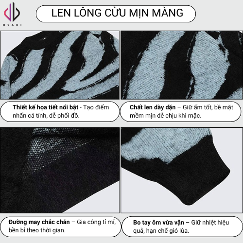 Áo Len Nam Cổ Tròn Quảng Châu Boy Phố Kiểu Dáng Sweater Cao Cấp Phong Cách Hàn Quốc Form Rộng DYACI AL94