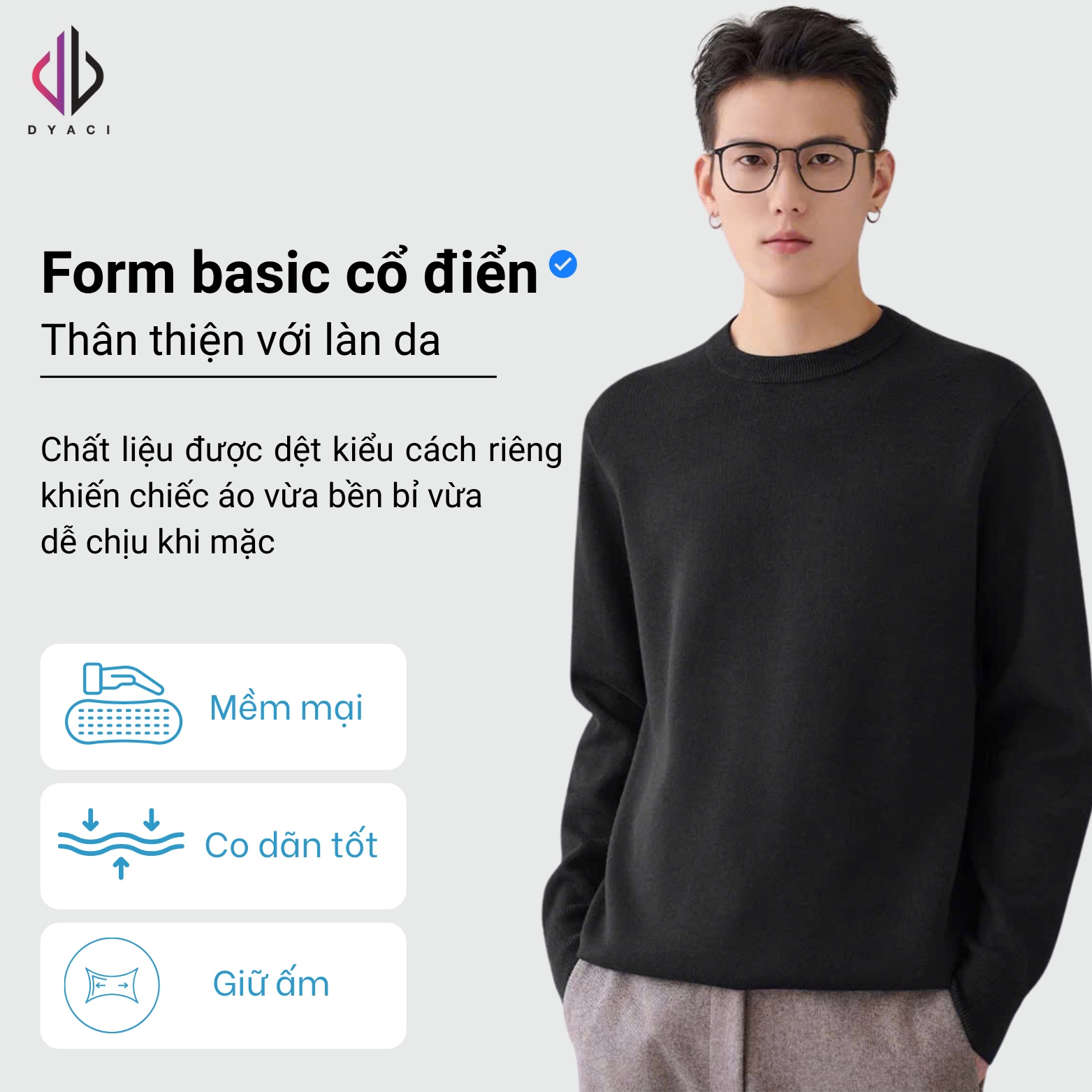 Áo Len Nam Cổ Tròn Quảng Châu DYACI 350gsm Chất Lông Cừu Mềm Mịn Kiểu Hàn Quốc AL76