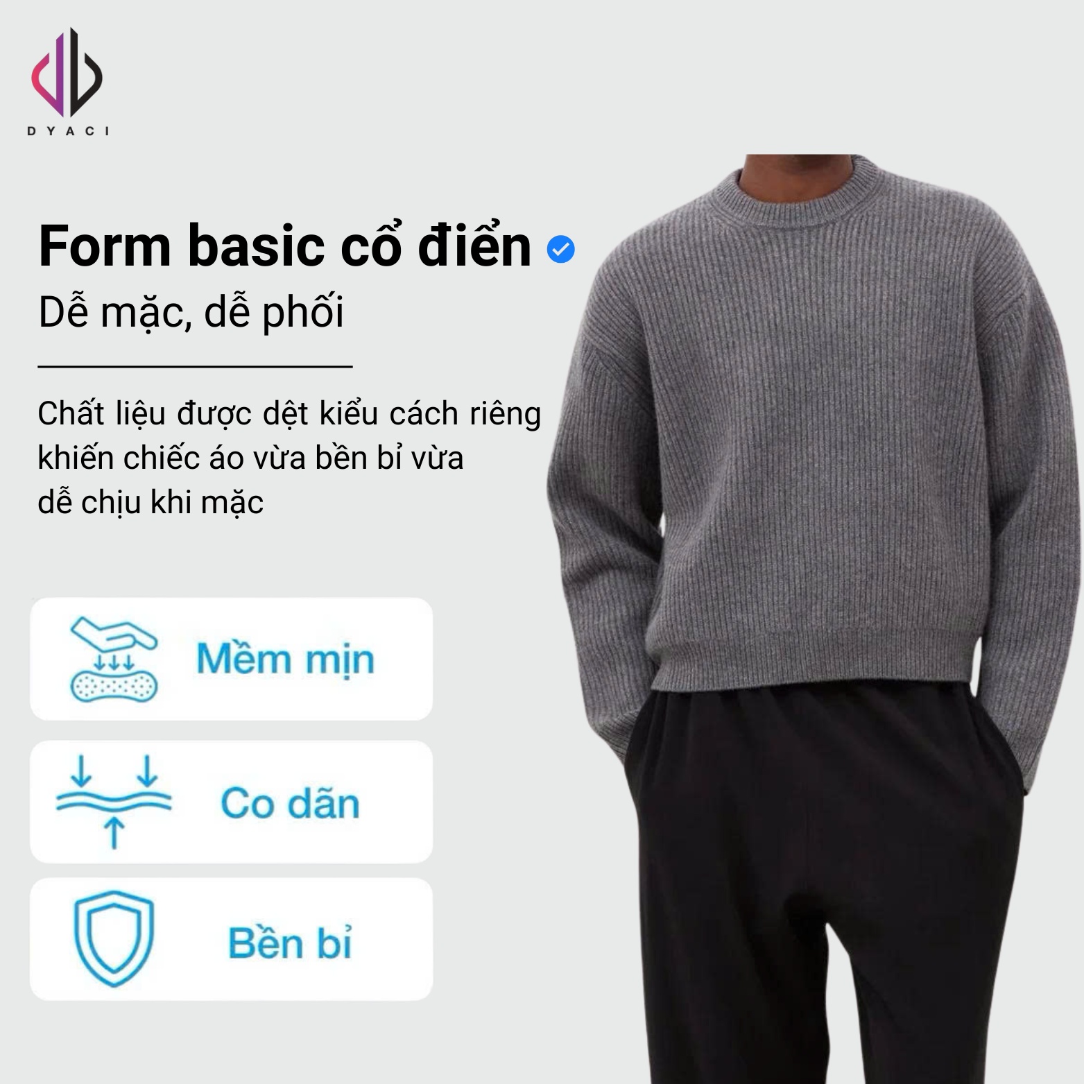 Áo Len Nam Boxy Cổ Tròn Dài Tay DYACI Kiểu Dáng Sweater Chất Nhiều Màu Phong Cách Hàn Quốc AL91