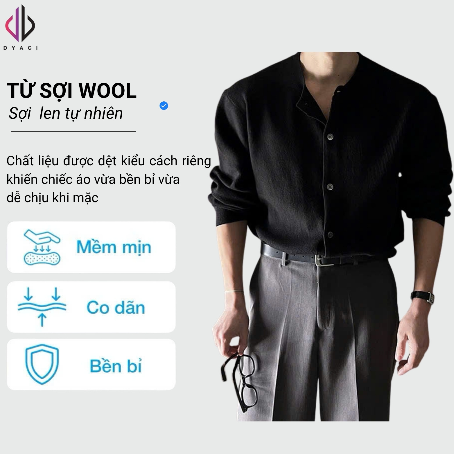 Áo Khoác Cardigan 450gsm DYACI Len Lông Cừu Quảng Châu Nam Hàn Quốc Thân Thiện Làn Da AL93