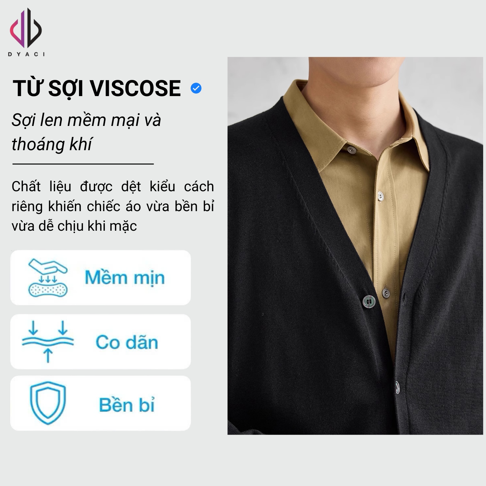 Áo Khoác Cardigan Nam DYACI Len Cổ Tim Chữ V Chất Len Dày Dặn Cao Cấp Mềm Mịn Đẹp Kiểu Dáng Hàn Quốc AL44