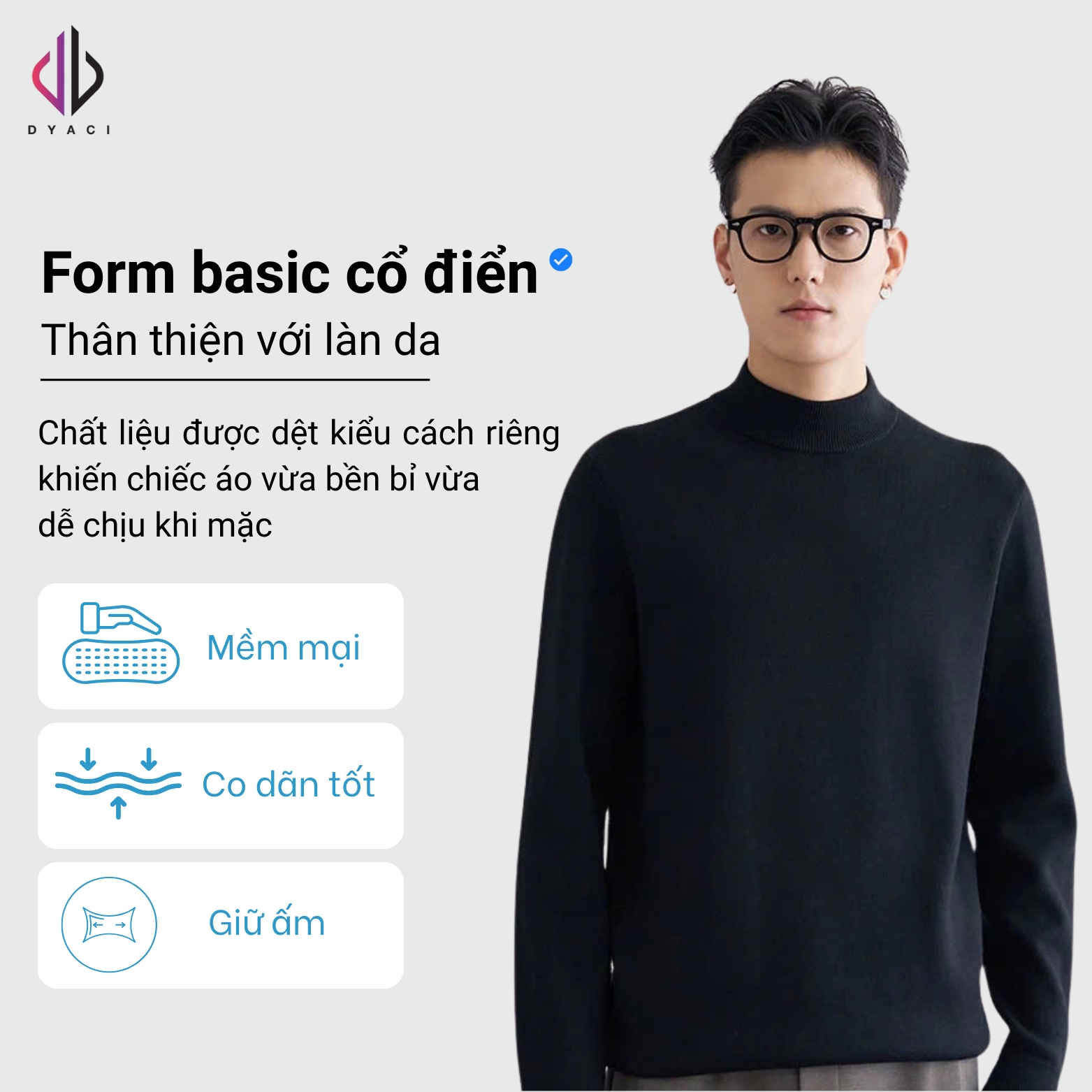 Áo Len Nam Quảng Châu Cổ Lọ 3 Phân Ấm Áp 350gsm DYACI Phong Cách Thu Đông Hàn Quốc Nhiều Màu AL68