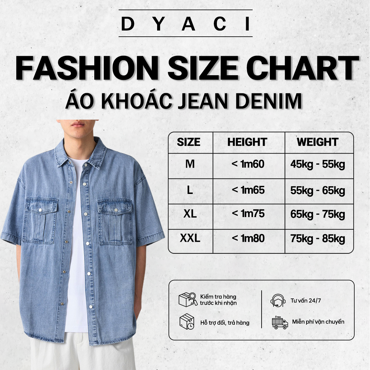 Áo Khoac Jean Denim Cộc Tay Dyaci Kiểu Dáng Trẻ Trung Năng Động Phong Cách Hàn Quốc DA002