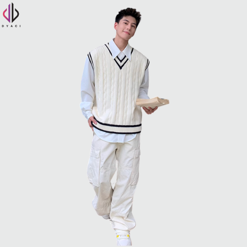Áo Len Gile Nam Quảng Châu 400gsm Sweater Unisex Cổ Tim Chữ V Chất Len Đẹp Kiểu Dáng Hàn Quốc DYACI AL97
