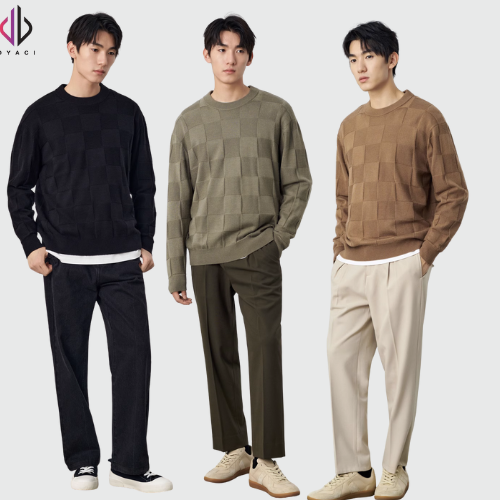 Áo Len Nam Cổ Tròn DYACI Kiểu Dáng Sweater Phong Cách Hàn Quốc Dài Tay Thu Đông Nhiều Màu AL65