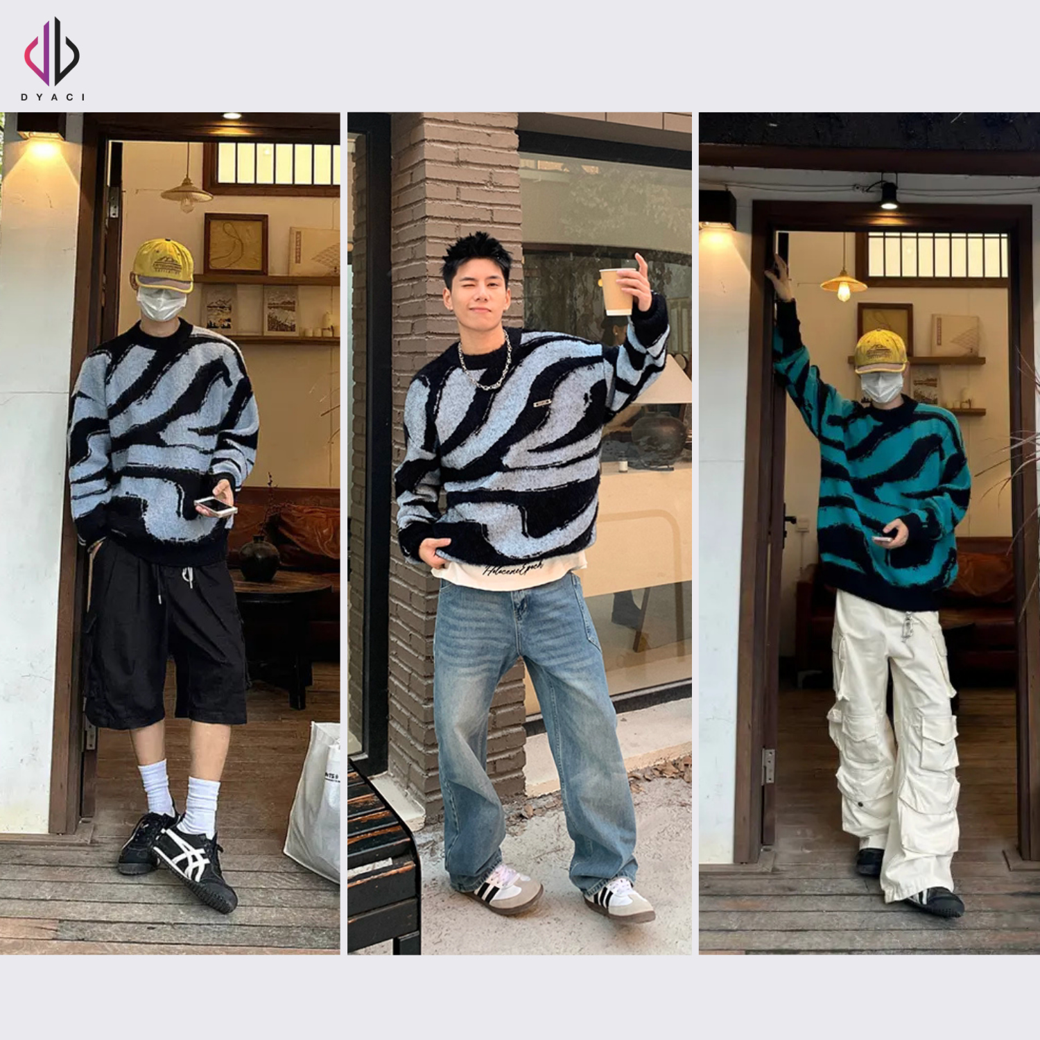 Áo Len Nam Cổ Tròn Quảng Châu Boy Phố Kiểu Dáng Sweater Cao Cấp Phong Cách Hàn Quốc Form Rộng DYACI AL94