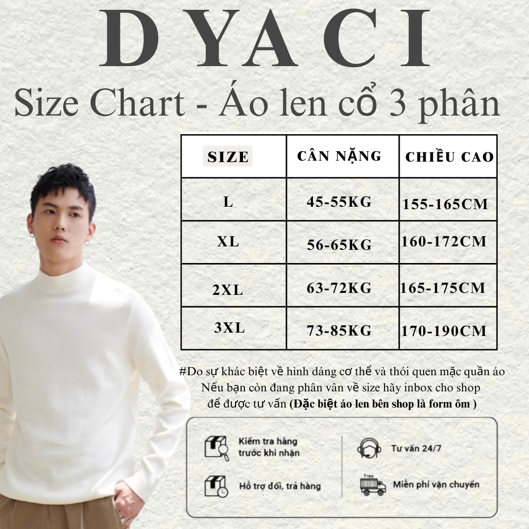 Áo Len Nam Nữ Quảng Châu 350gsm Lông Cừu DYACI Cổ Lọ 3 Phân Dài Tay Đẹp Ấm Thu Đông Hàn Quốc Nhiều Màu AL96