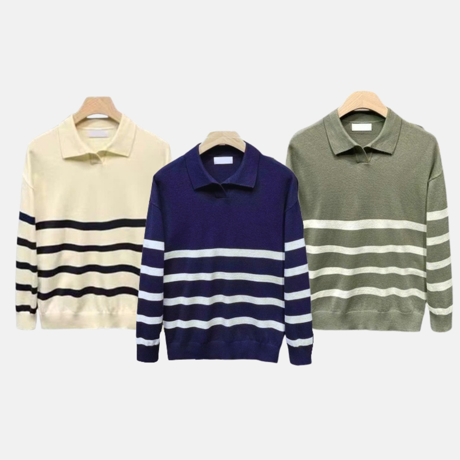 Áo Len Nam Cổ Polo Phối Kẻ Ngang DYACI Kiểu Dáng Sweater Phong Cách Hàn Quốc AL67