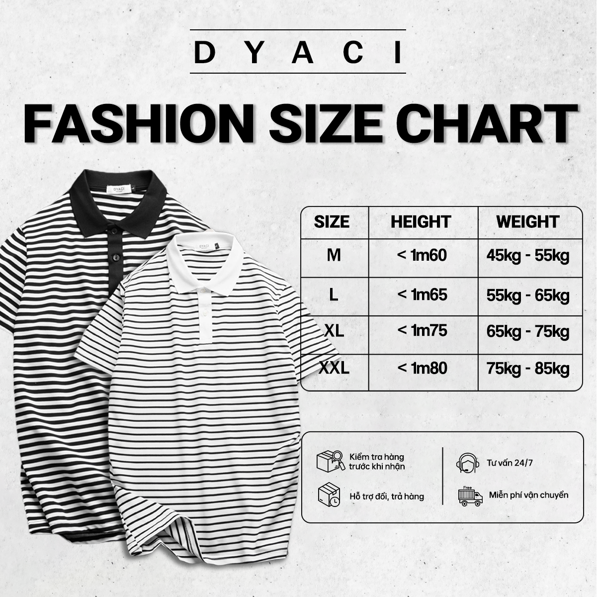 Áo Polo Nam Cổ Bẻ Cộc Tay DYACI Họa Tiết Kẻ Ngang Phong Cách Hàn Quốc DA003