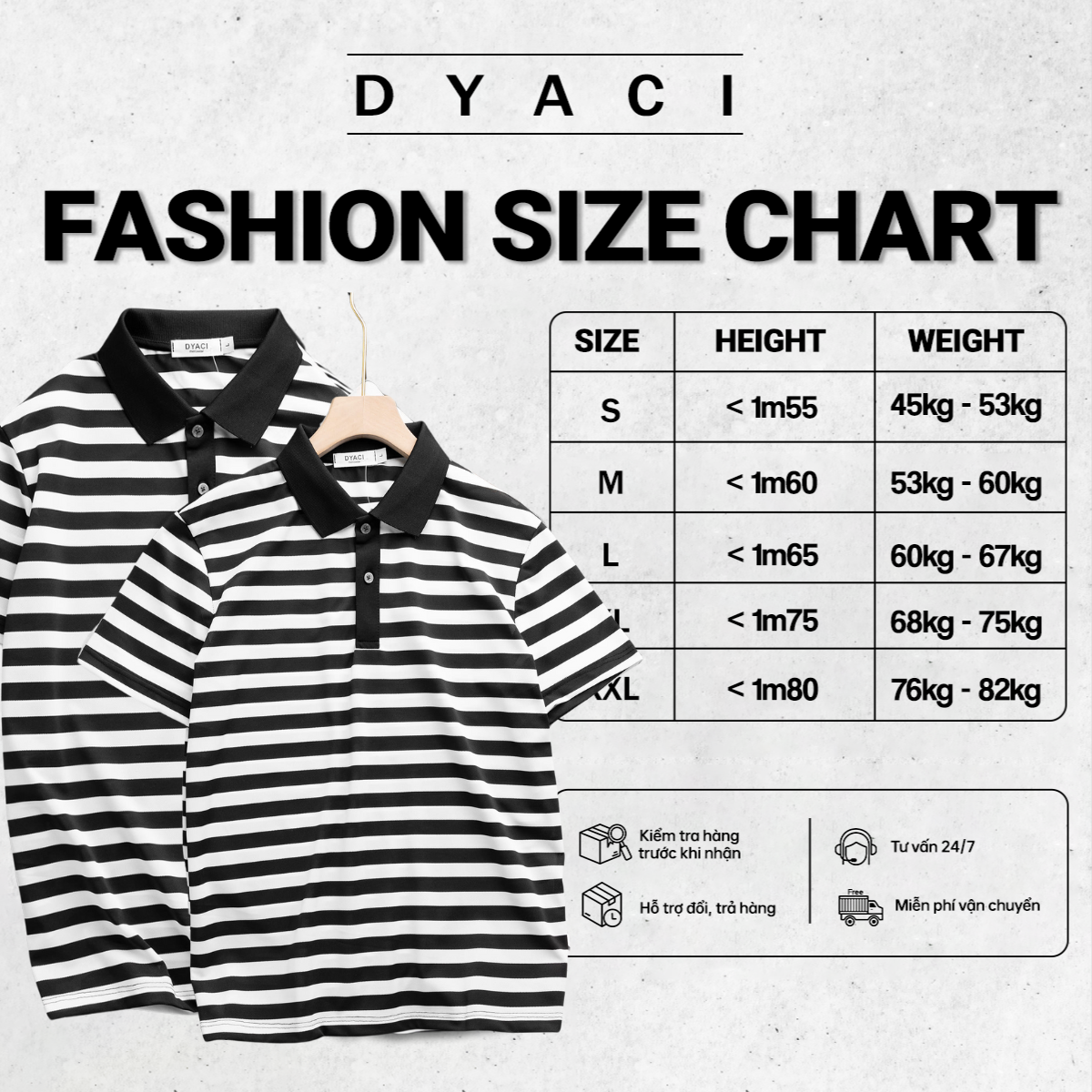 Áo Polo Kẻ To Cổ Bẻ Cộc Tay DYACI Hoạ Tiết Kẻ Ngang To Kiểu Dang Trẻ Trung Phong Cách Hàn Quốc Ngắn Tay Menswear DA004