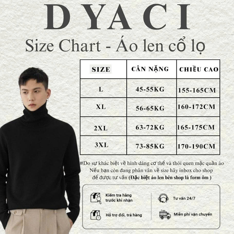 Áo Len Nam Nữ Cổ Lọ Quảng Châu Form Basic Dài Tay Dày Dặn Mềm Mịn Cực Ấm Hàn Quốc Nhiều Màu DYACI AL83