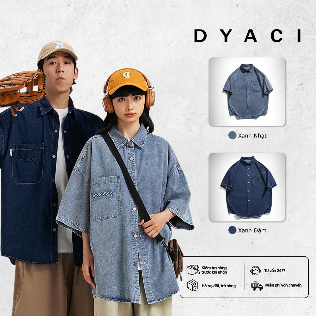 Áo Sơ Mi Jean Denim Unisex Dyaci Kiểu Dáng Trẻ Trung Phong Cách Hàn Quốc DA001
