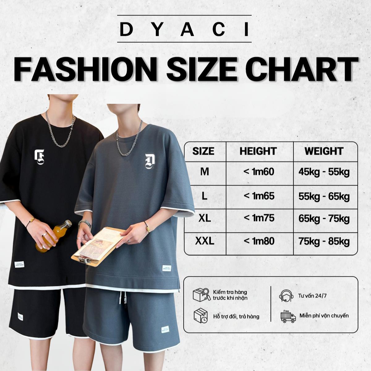 Bộ quần áo phối viền cotton nam nữ Unisex may kỹ in hình DYACI Tay ngắn Menswear DB003