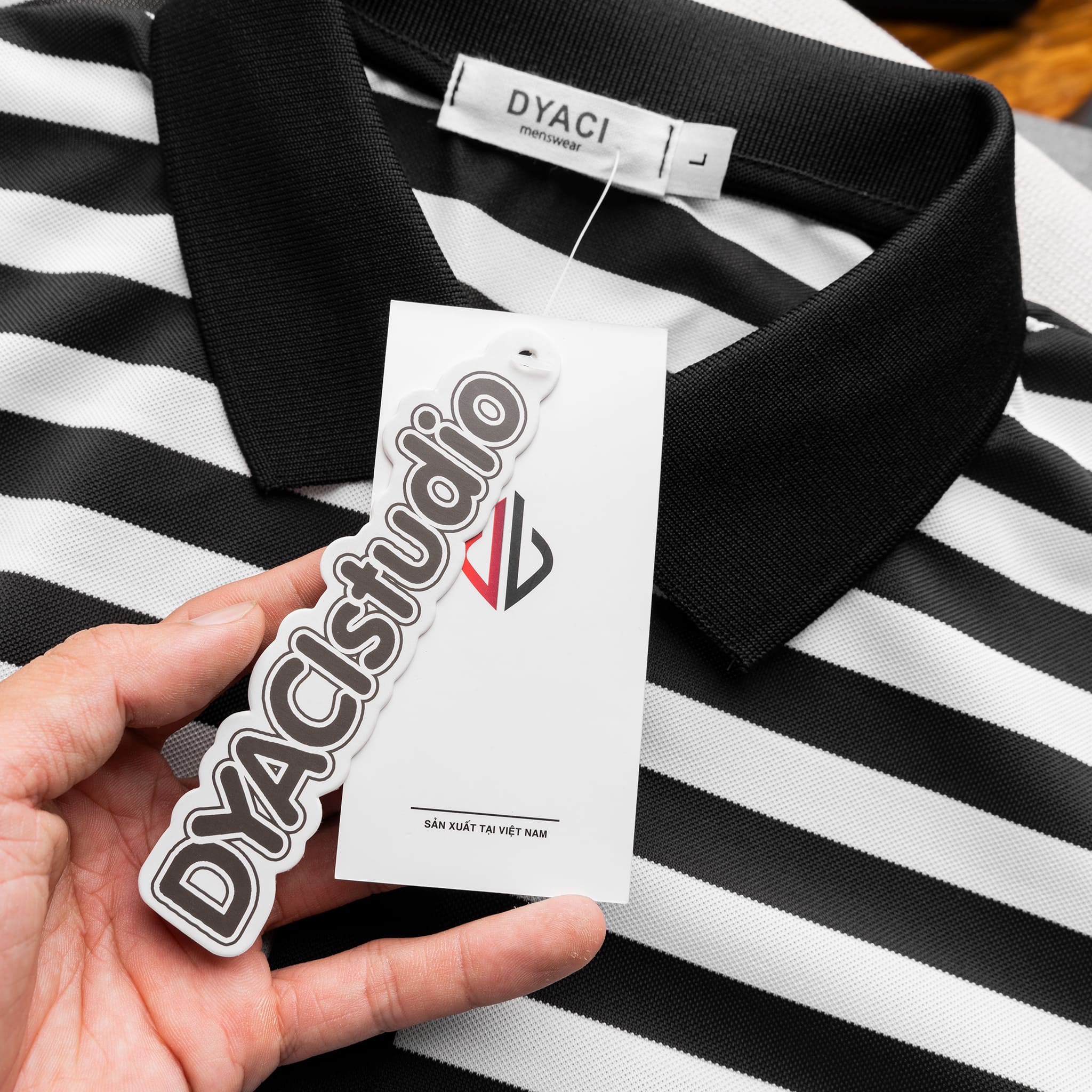 Áo Polo Kẻ To Cổ Bẻ Cộc Tay DYACI Hoạ Tiết Kẻ Ngang To Kiểu Dang Trẻ Trung Phong Cách Hàn Quốc Ngắn Tay Menswear DA004