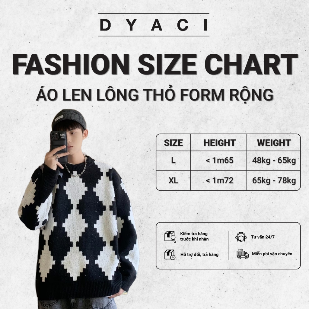 Áo Len Unisex Nam Nữ Sweater Cổ Tròn Dài Tay Hoạ Tiết Chất Dày Dặn Cao Cấp Phong Cách Ullzang Hàn Quốc DYACI AL37