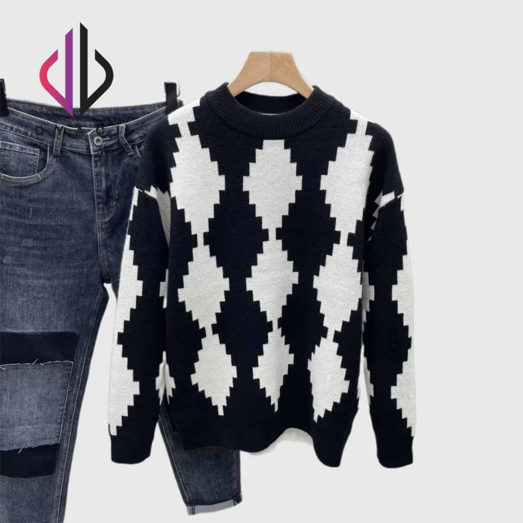 Áo Len Unisex Nam Nữ Sweater Cổ Tròn Dài Tay Hoạ Tiết Chất Dày Dặn Cao Cấp Phong Cách Ullzang Hàn Quốc DYACI AL37