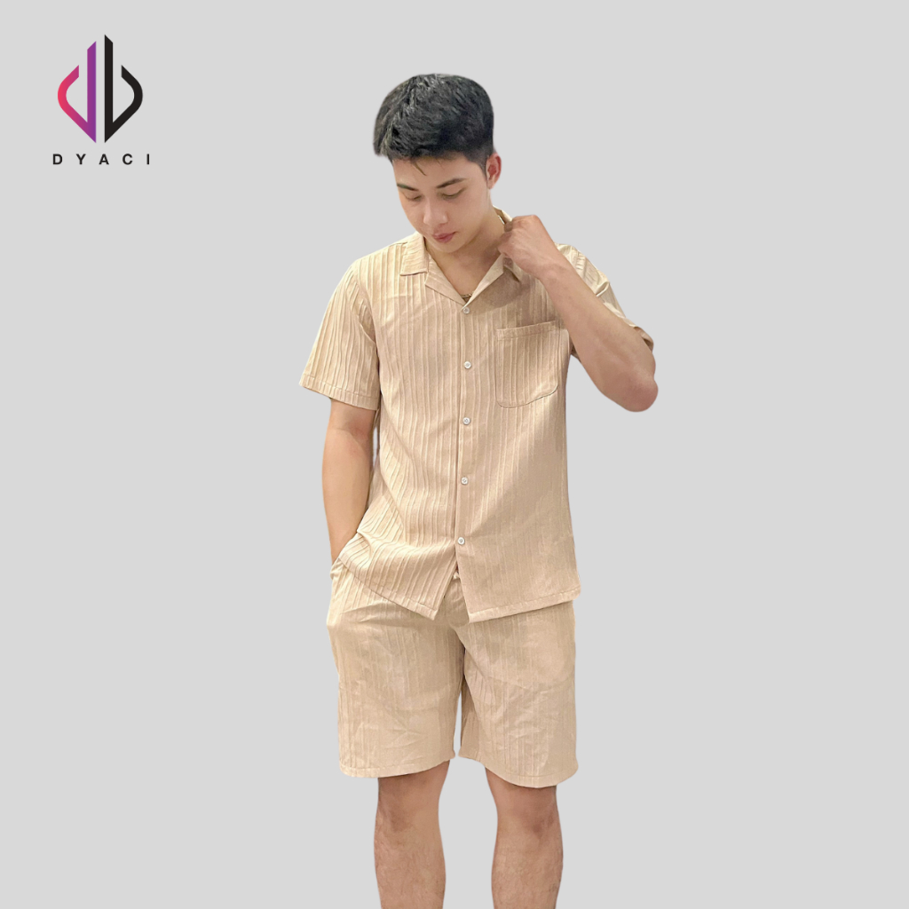 Bộ Đũi Nam Cộc Tay Cổ Bẻ DYACI Chất Đũi Mát Kiểu Dáng Trẻ Trung Năng Động DB001