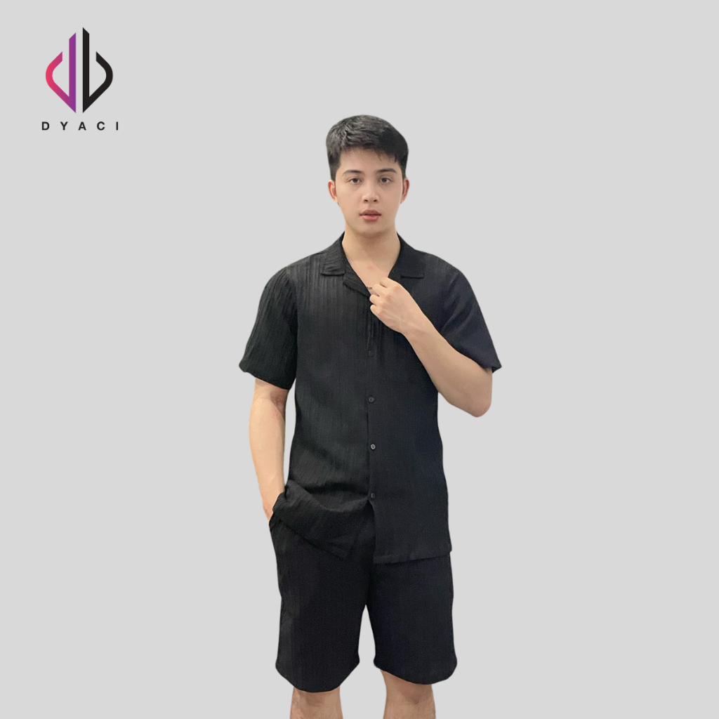 Bộ Đũi Nam Cộc Tay Cổ Bẻ DYACI Chất Đũi Mát Kiểu Dáng Trẻ Trung Năng Động DB001