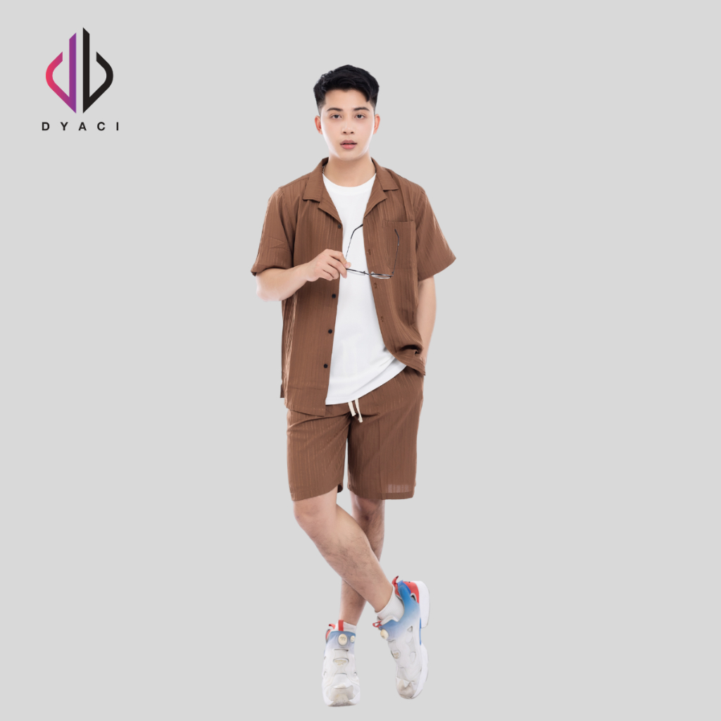 Bộ Đũi Nam Cộc Tay Cổ Bẻ DYACI Chất Đũi Mát Kiểu Dáng Trẻ Trung Năng Động DB001