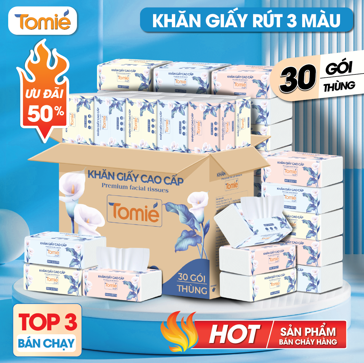 Giấy rút TOMIÉ 300 tờ (175×118) – 30 gói/thùng