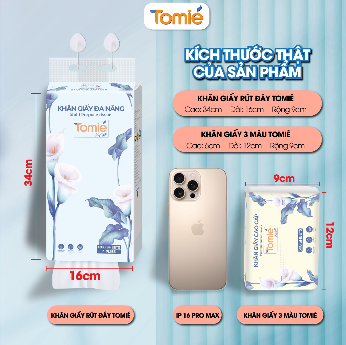 Giấy rút TOMIÉ 300 tờ/gói , 10 gói/Lốc, 100 gói/bịch